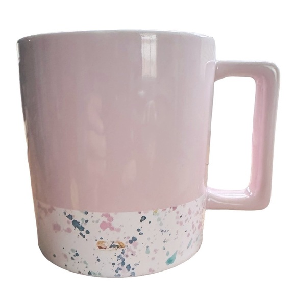 STARBUCKS 2017 PAINT SPLATTER PINK SQUARE HANDLE CERAMIC MUG - Picture 2 of 7